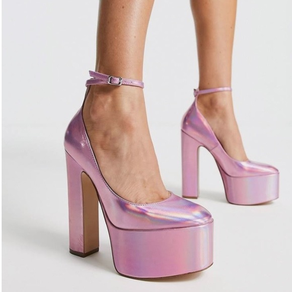 Steve Madden Skyrise platform mary janes in pink irridescent - Picture 4 of 16